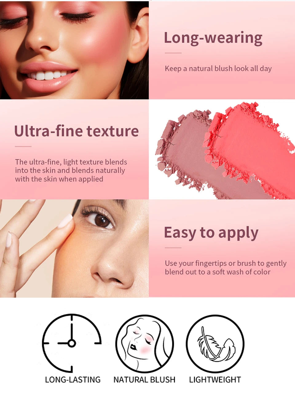 Matte Embossed Blush Palette and Brush Set - 11