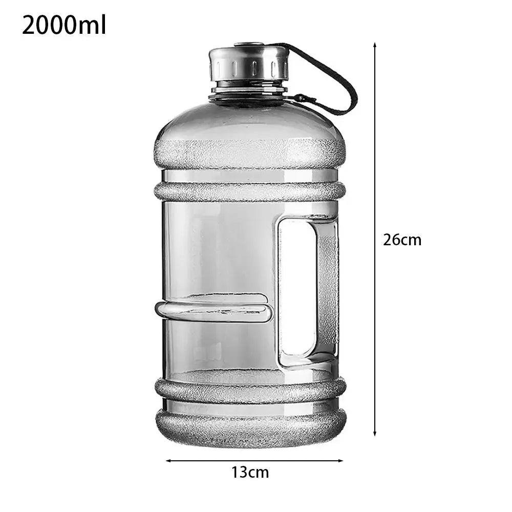 2L Large Sports Water Bottle Portable PETG Fitness Jug with Handle - 23