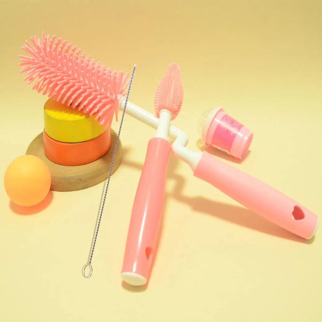 Silicone Baby Bottle Cleaning Brush Set with Straw and Pacifier Cleaner - 1