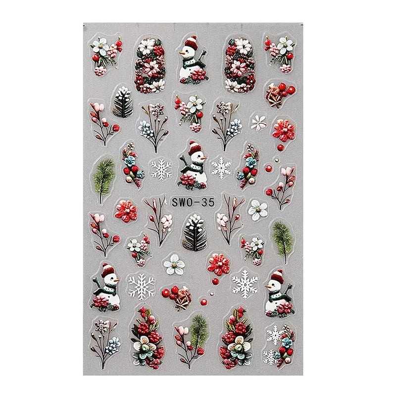 Christmas Nail Stickers Cartoon Snowman Decals Manicure Art