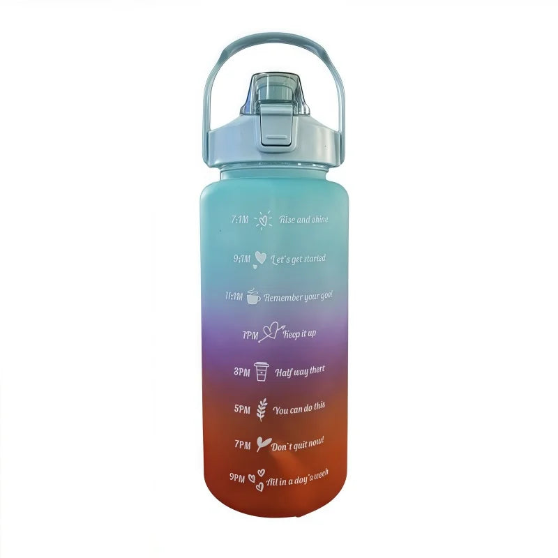 2L Motivational Water Bottle with Straw Leakproof Gym Sports Jug - 9