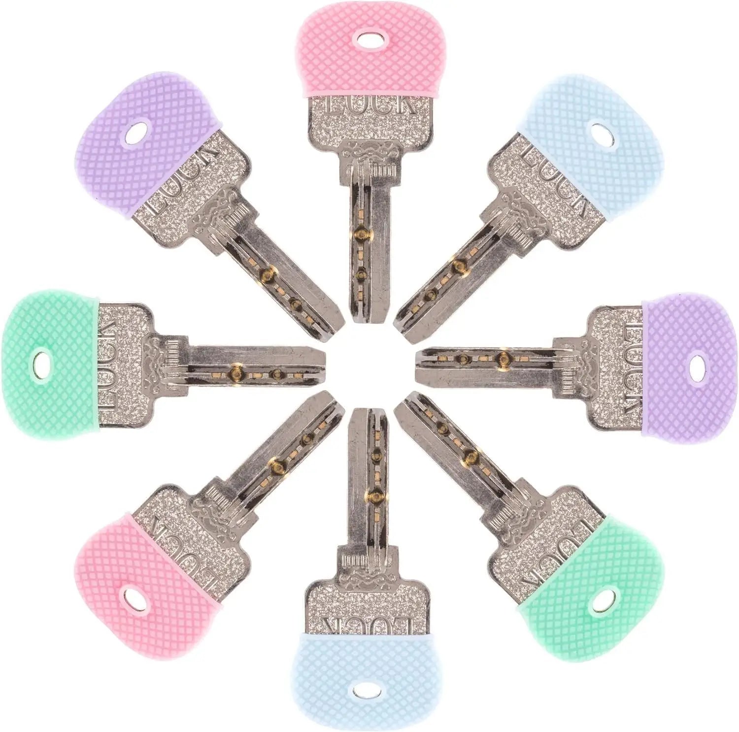 Silicone Key Covers Protective Cap Set for Keyring Identification - 8