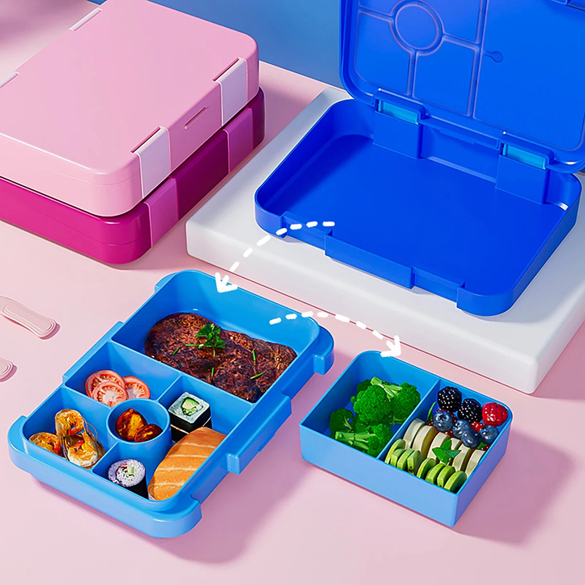 1100ml Christmas Cartoon Bento Box Leakproof Microwavable Lunch Container - 8