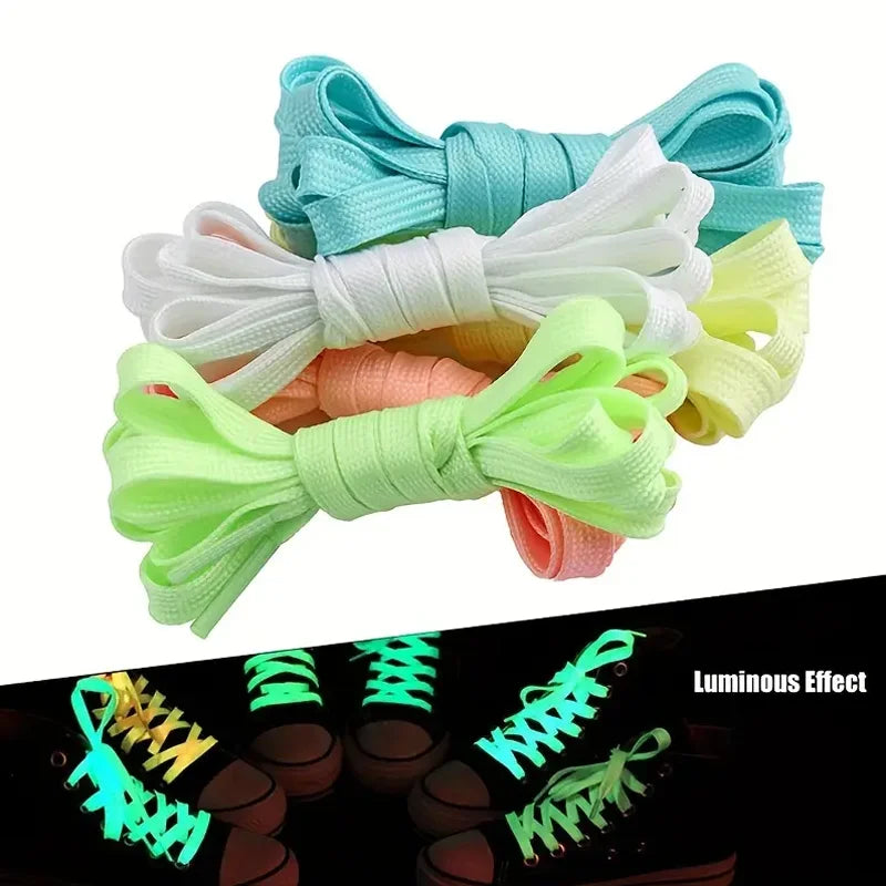 Glow in the Dark Flat Shoelaces Luminous Reflective Sneaker Strings - 3
