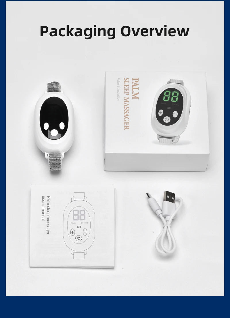 Microcurrent Sleep Aid Device EMS Insomnia Relief Palm Massager - 18