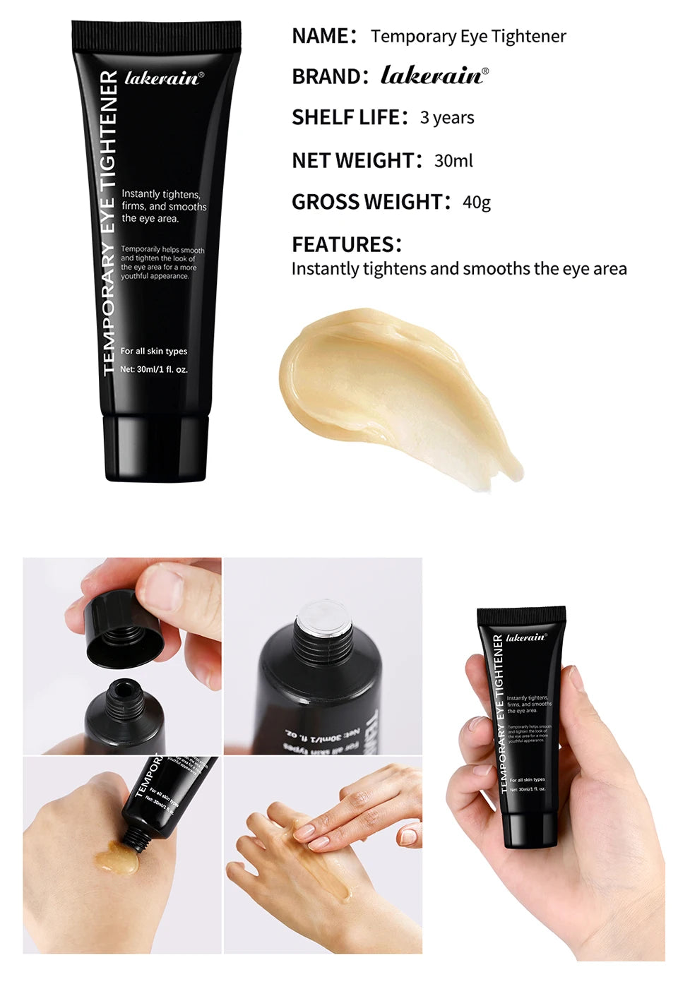 Temporary Eye Tightener Cream Skincare Hydrating Firming Dark Circles