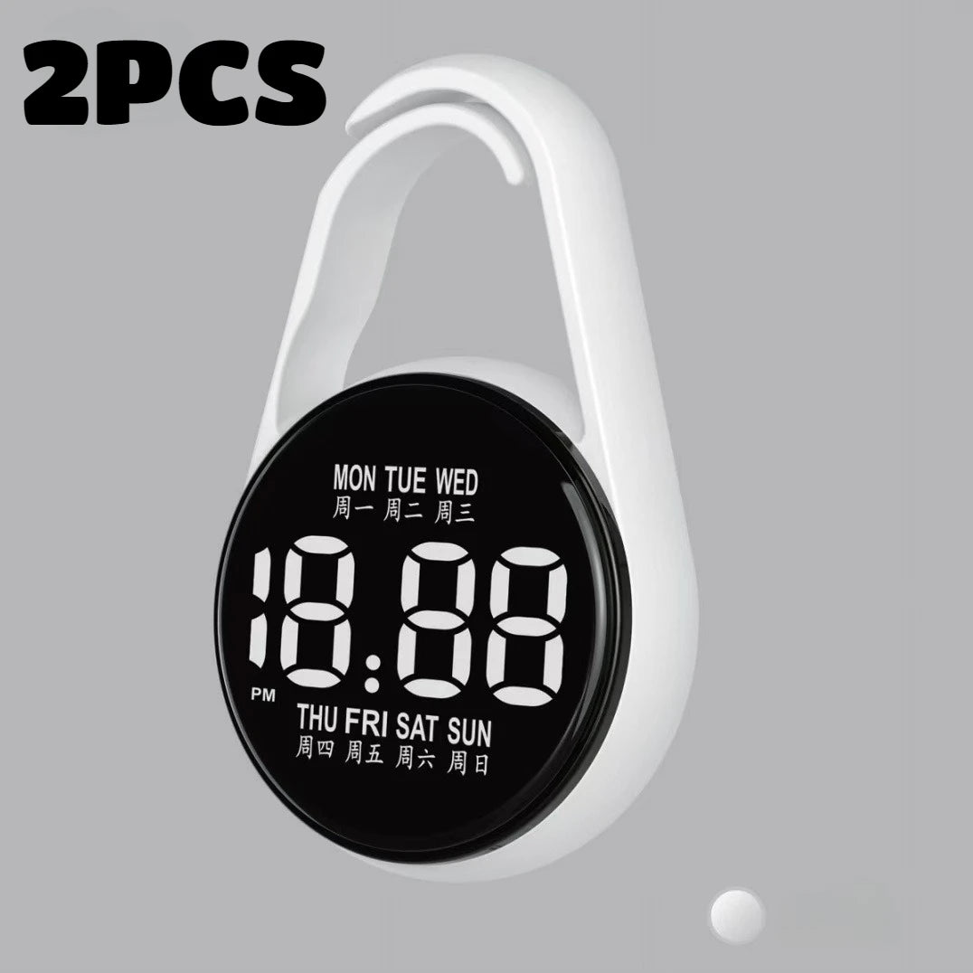 2PC LED Digital Hanging Pocket Watch Waterproof Luminous Carabiner Clock - 17