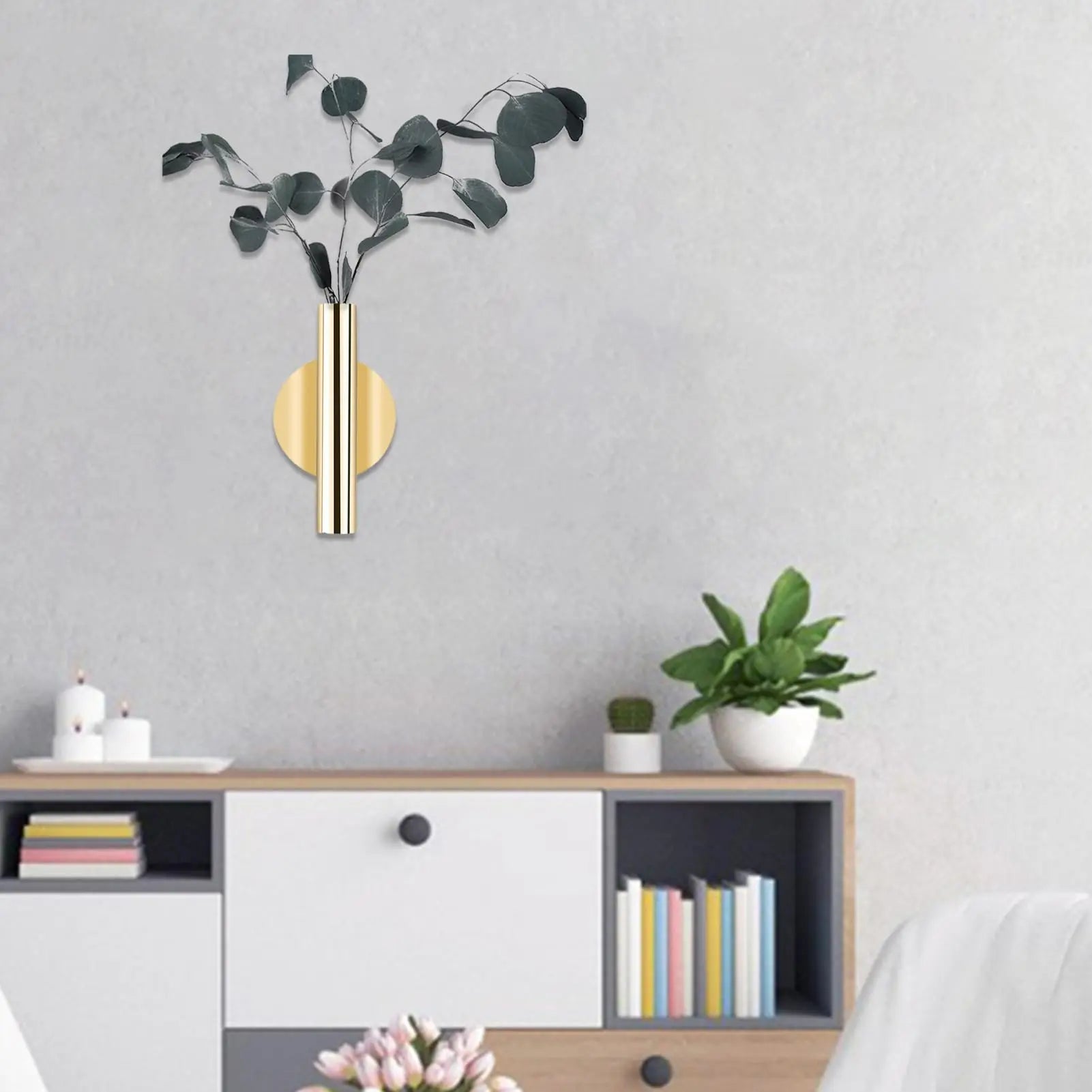 Modern Wall Mounted Metal Flower Vase Nordic Hanging Plant Holder Decor - 9