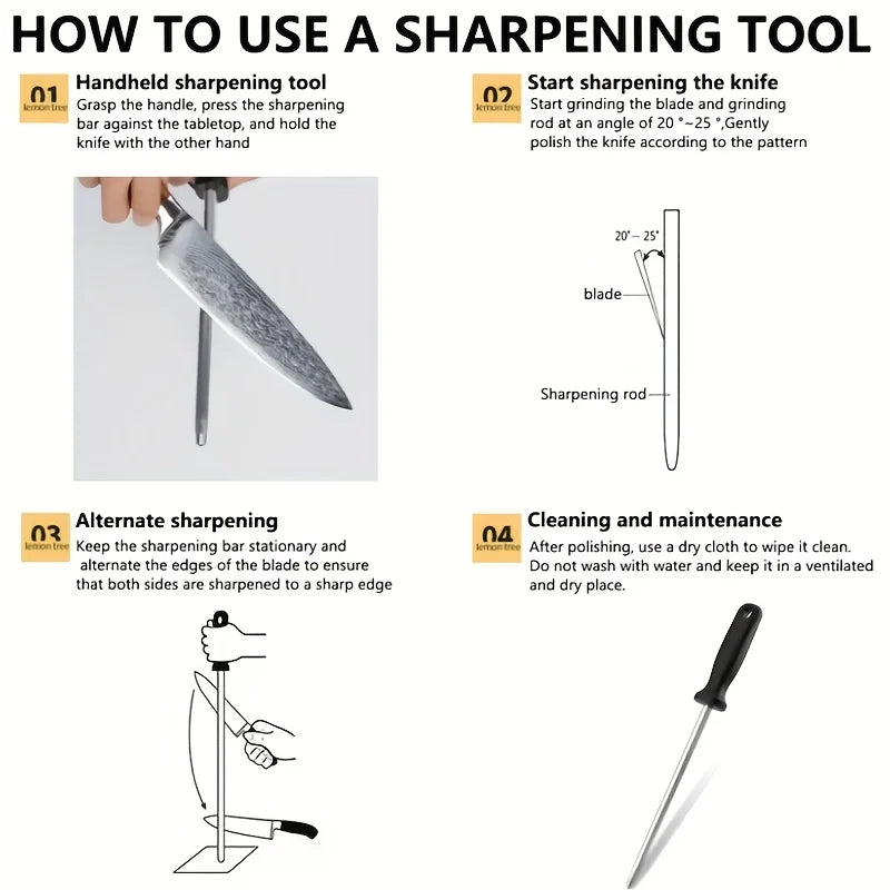 YOCITY Carbon Steel Knife Sharpening Rod Professional Honing Tool - 5