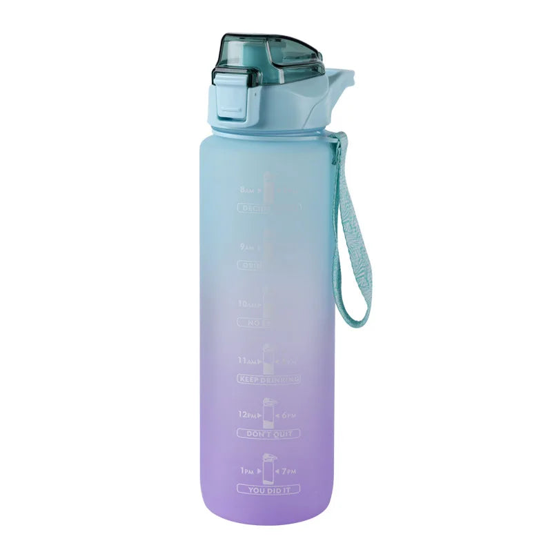 1000ml Gradient Sports Water Bottle with Time Marker and Straw - 14
