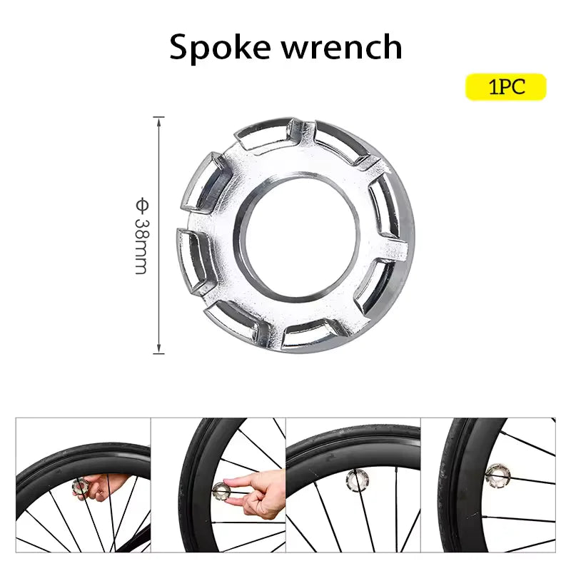 Bicycle Spoke Wrench 8 Way Round Spoke Key Cycling Wheel Repair Tool - 3