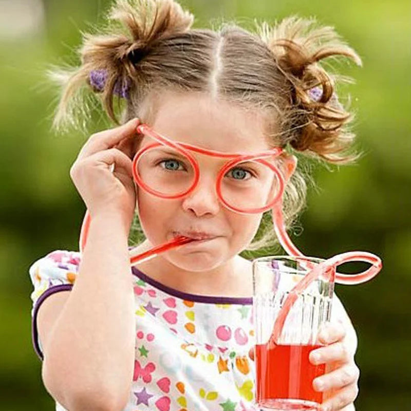 Funny Straw Glasses Creative Flexible Drinking Straws for Kids Party