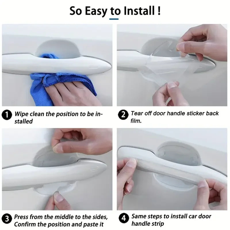 8Pcs Carbon Fiber Car Door Handle Protector Scratch Guard Film Sticker - 3