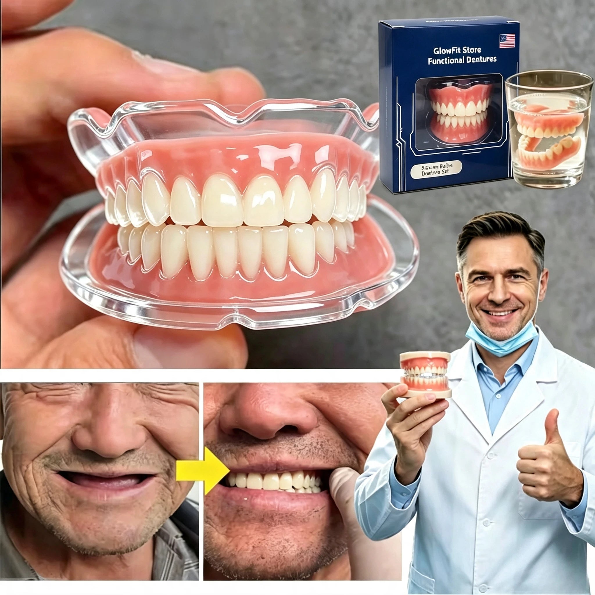 Instant Smile Fake Teeth Full Mouth Set Cosmetic Denture Accessory - 2