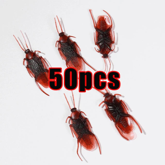 50pcs Realistic Fake Bug Prank Set Halloween Party Decor Props