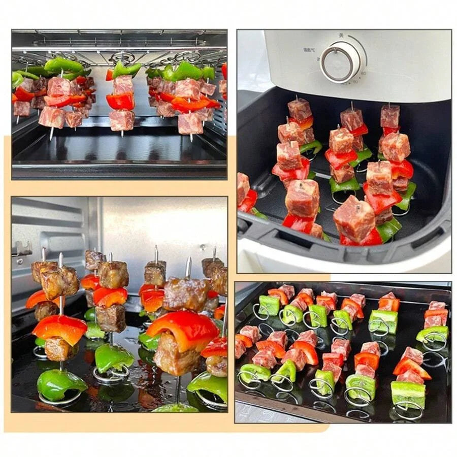 Stainless Steel Kabob Skewers Reusable BBQ Grilling Sticks Set - 11