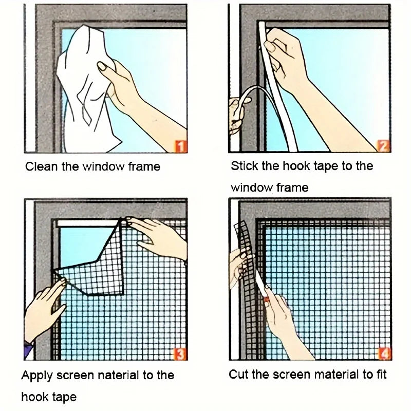 Velcro Anti-Mosquito Window Screen Self-Adhesive Invisible Mesh Curtain