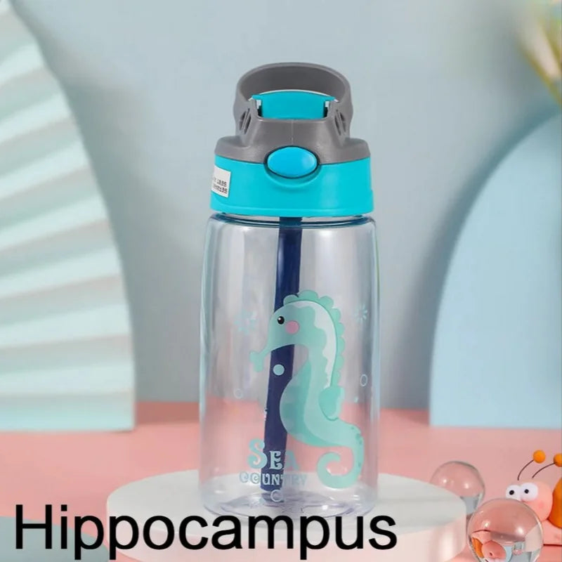 Kids Water Bottle with Straw Cartoon Sippy Cup Leakproof Drinking Bottle - 6
