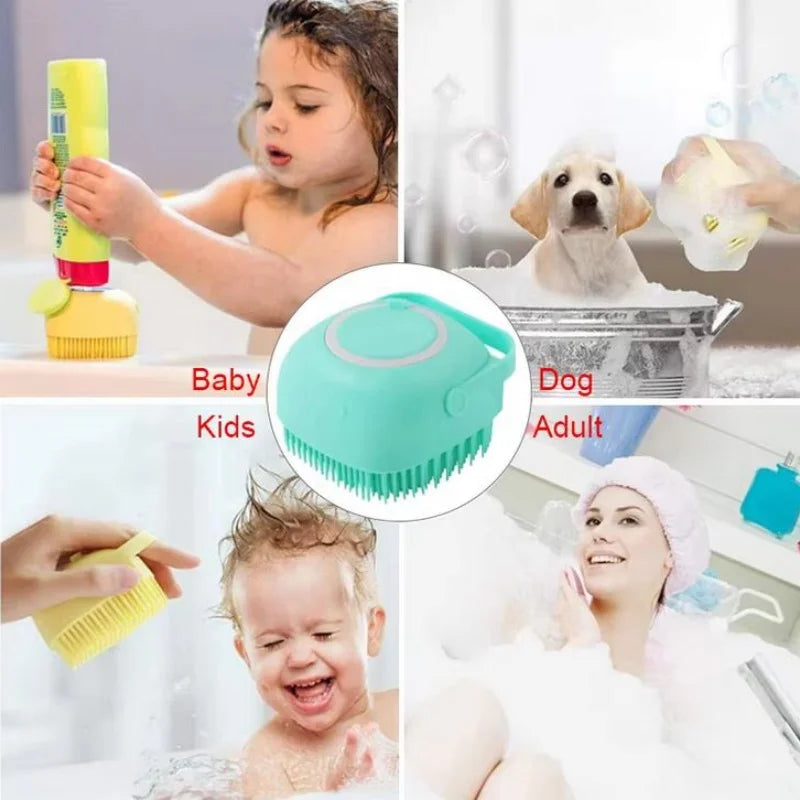 Silicone Bath Brush Body Scrubber with Soap Dispenser Massage Comb - 6