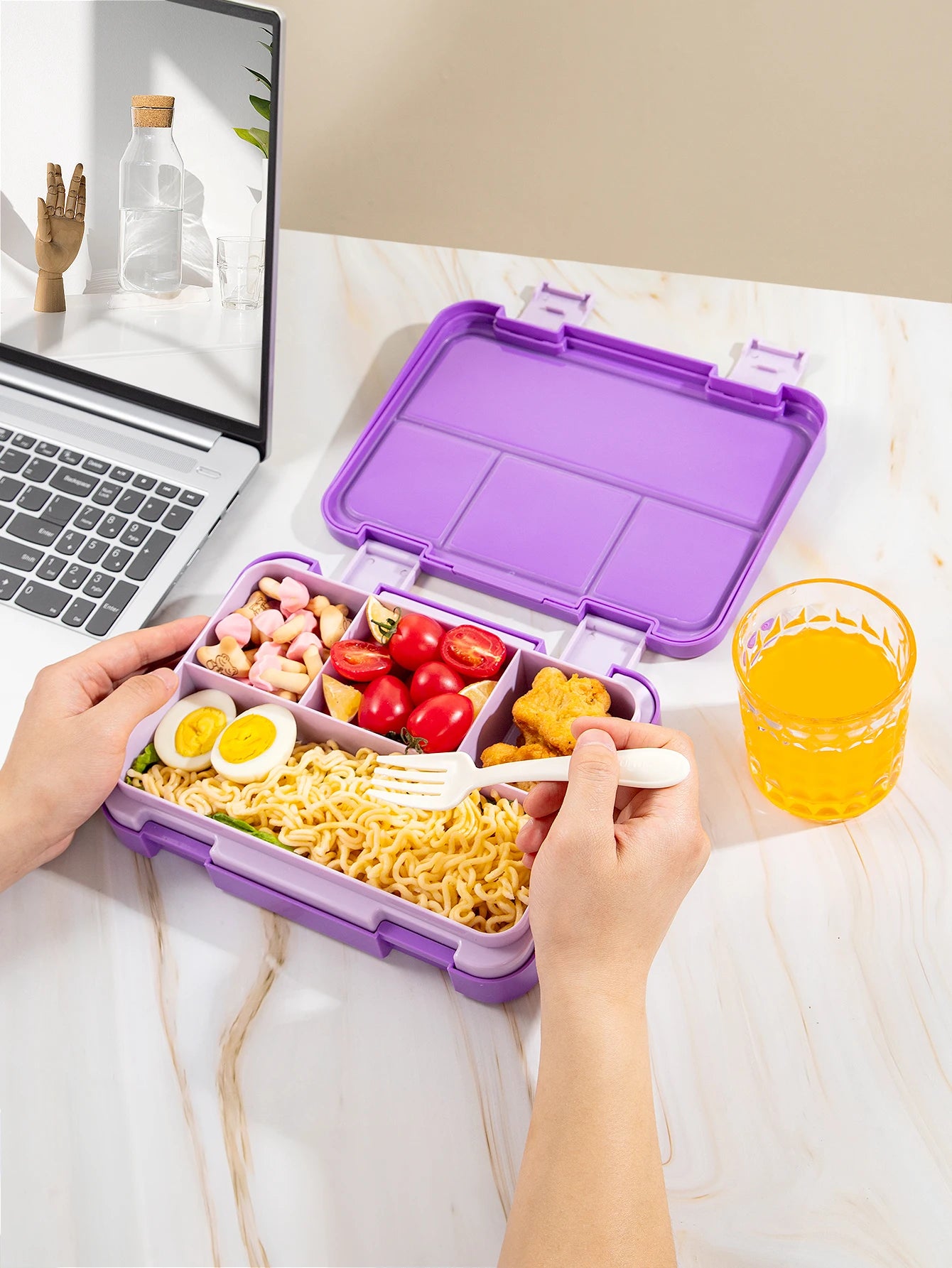 Kids Bento Box Divided Lunch Container Leakproof School Food Box 1180ml - 7