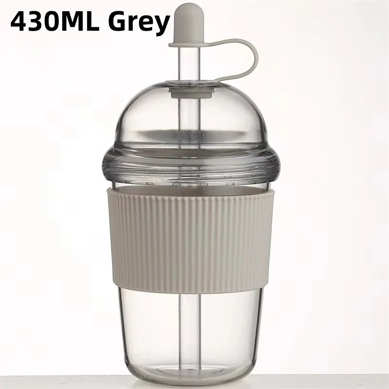 430ml Portable Plastic Straw Cup Ins Style Heat Resistant Water Bottle - 19