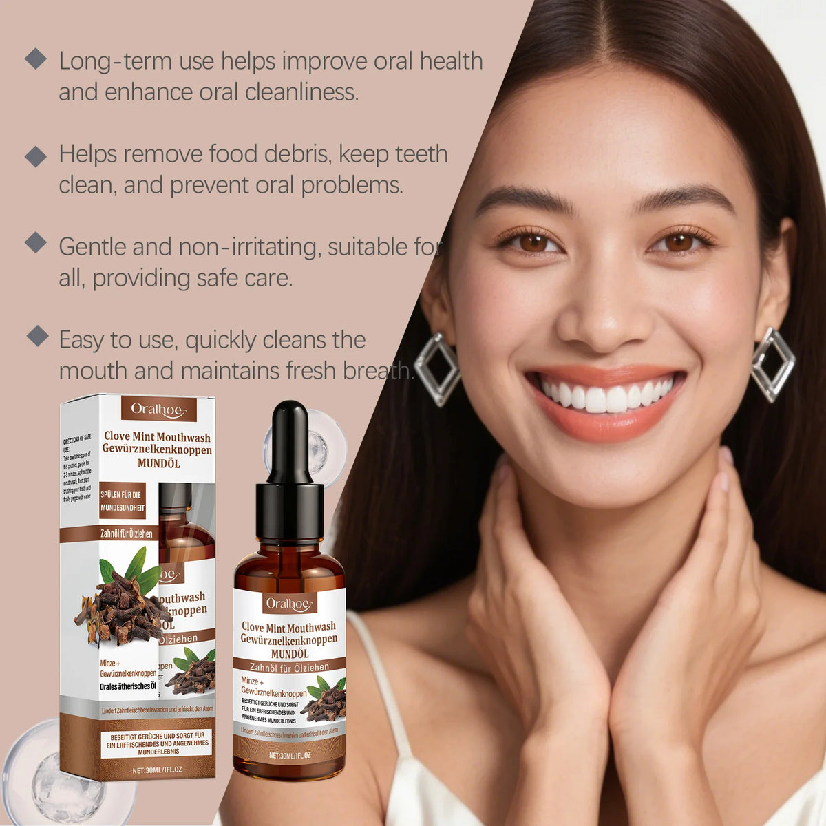 Clove Mint Mouthwash Liquid Toothpaste for Fresh Breath Oral Care