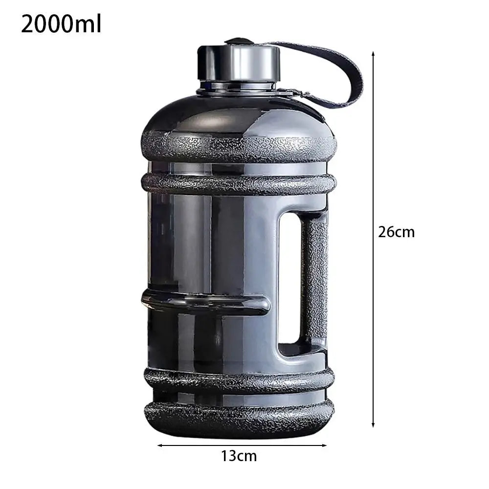 2L Large Sports Water Bottle Portable PETG Fitness Jug with Handle