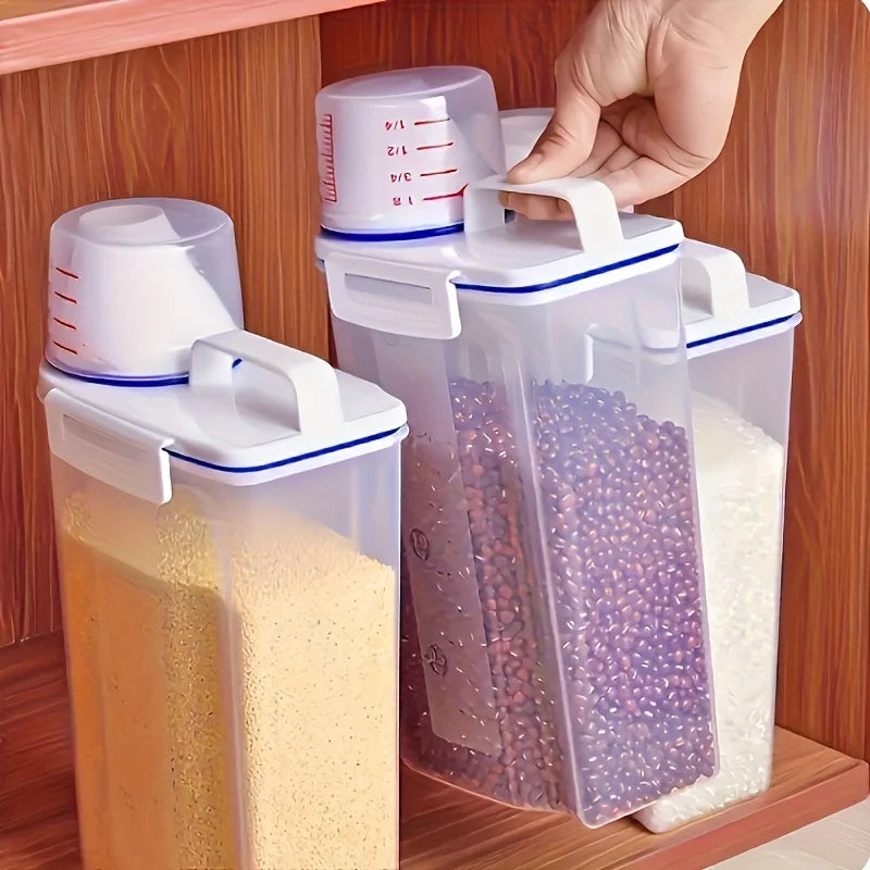 4 Pack Airtight Rice Storage Container Set with Measuring Cup Dispenser - 13
