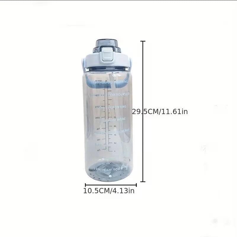 2000ml Large Sports Water Bottle BPA Free Leak Proof Jug with Straw