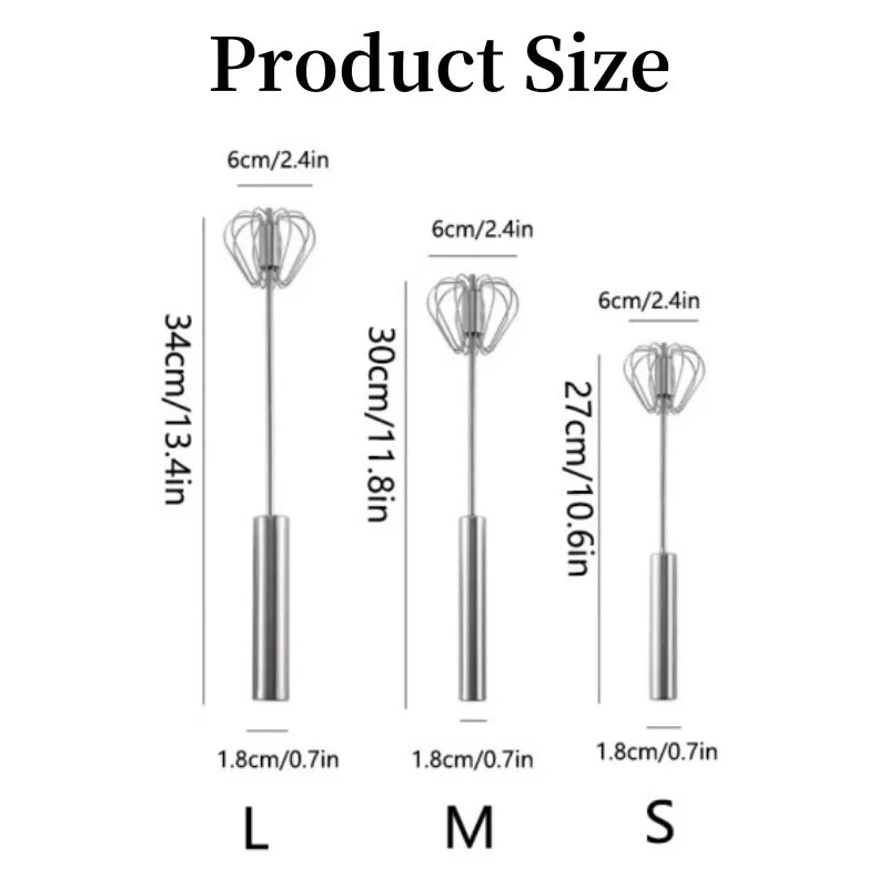 Stainless Steel Semi Automatic Egg Beater Kitchen Hand Whisk Mixer - 6