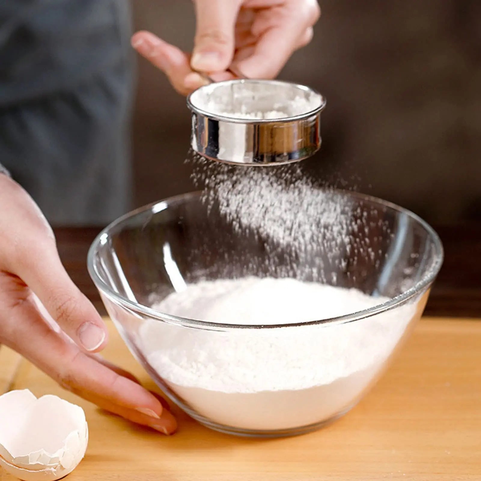 Stainless Steel Flour Sieve Fine Mesh Strainer Baking Powder Sifter - 4