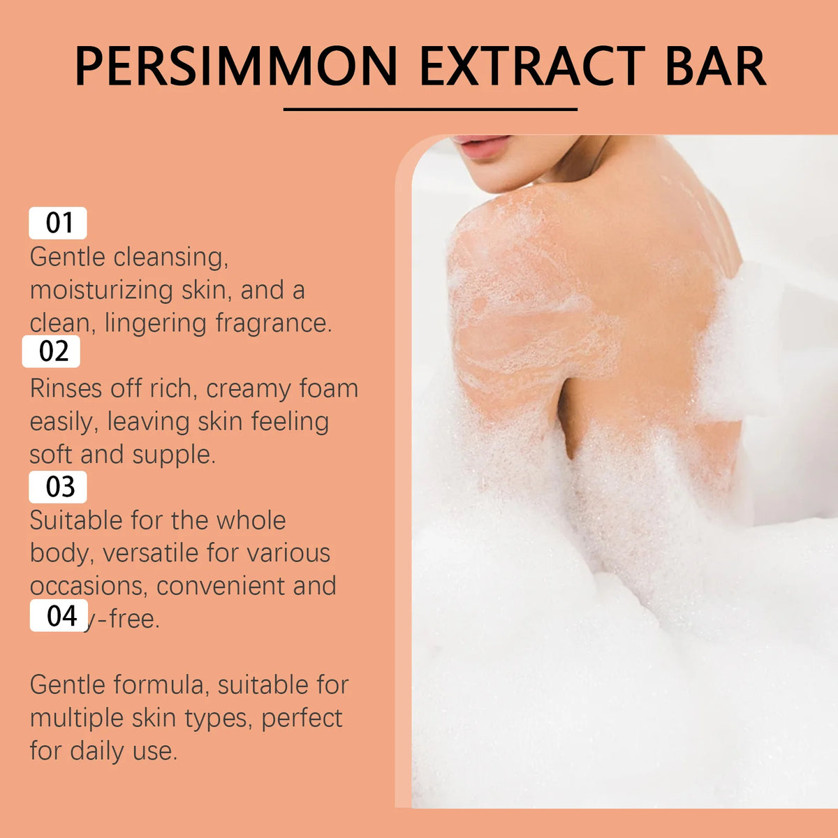 Persimmon Deodorizing Body Soap Aging Odor Neutralizer Skin Care Bar