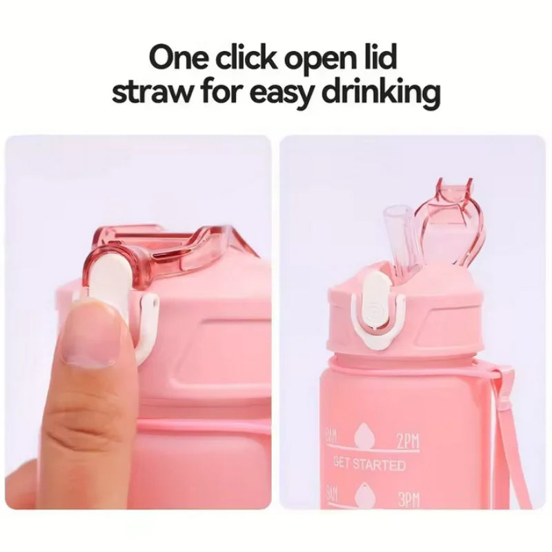 900ml Motivational Water Bottle Leak Proof Sports Jug with Straw