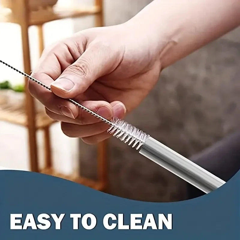 Reusable Stainless Steel Straw Set with Cleaning Brush and Storage Bag - 3