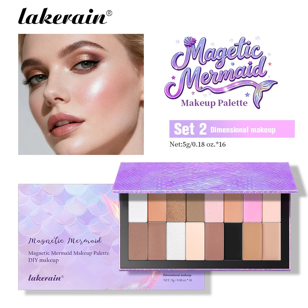 Lakerain Magnetic Mermaid Eyeshadow Makeup Palette DIY Beauty Kit - 33