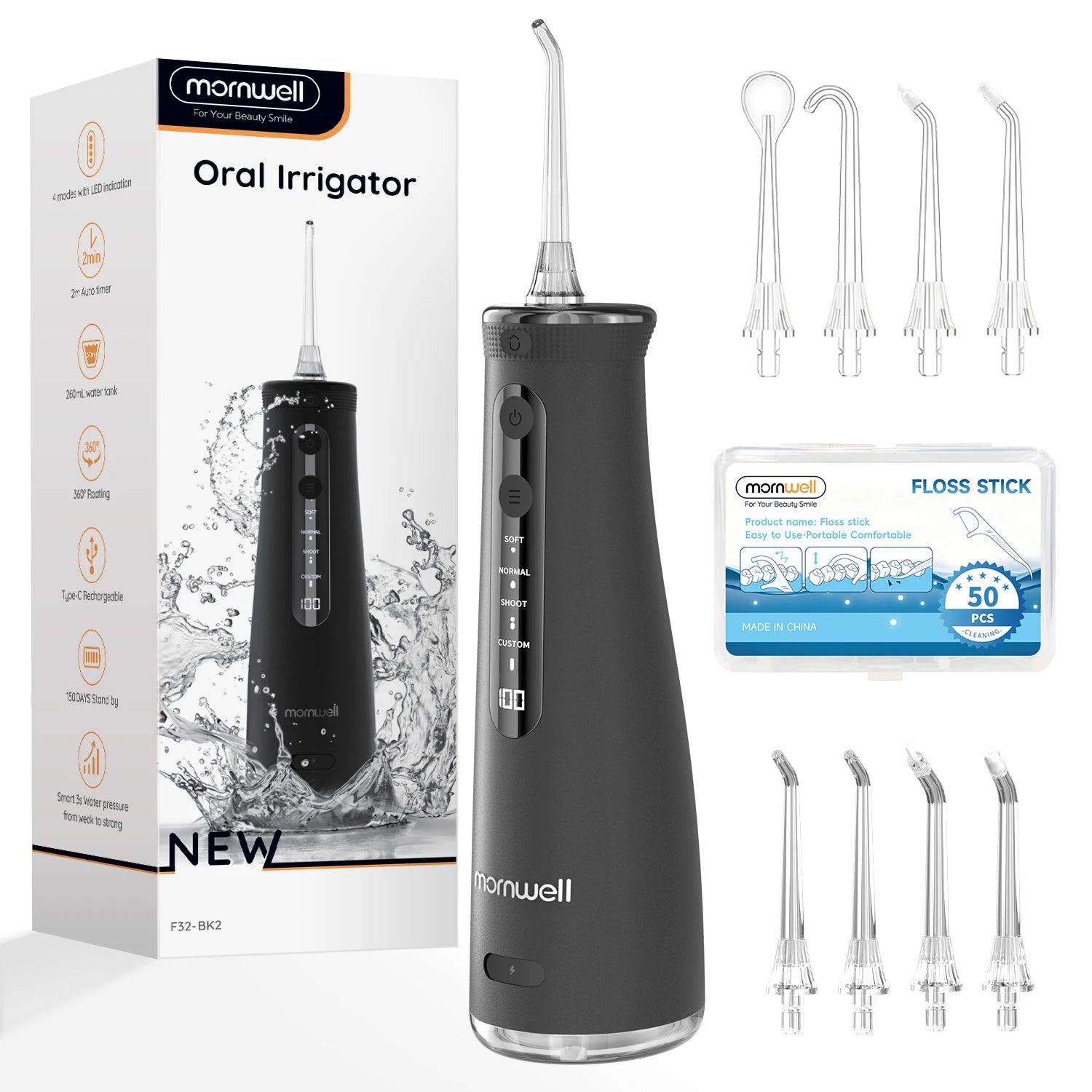 Mornwell F32 Water Flosser Oral Irrigator Teeth Cleaner - 17