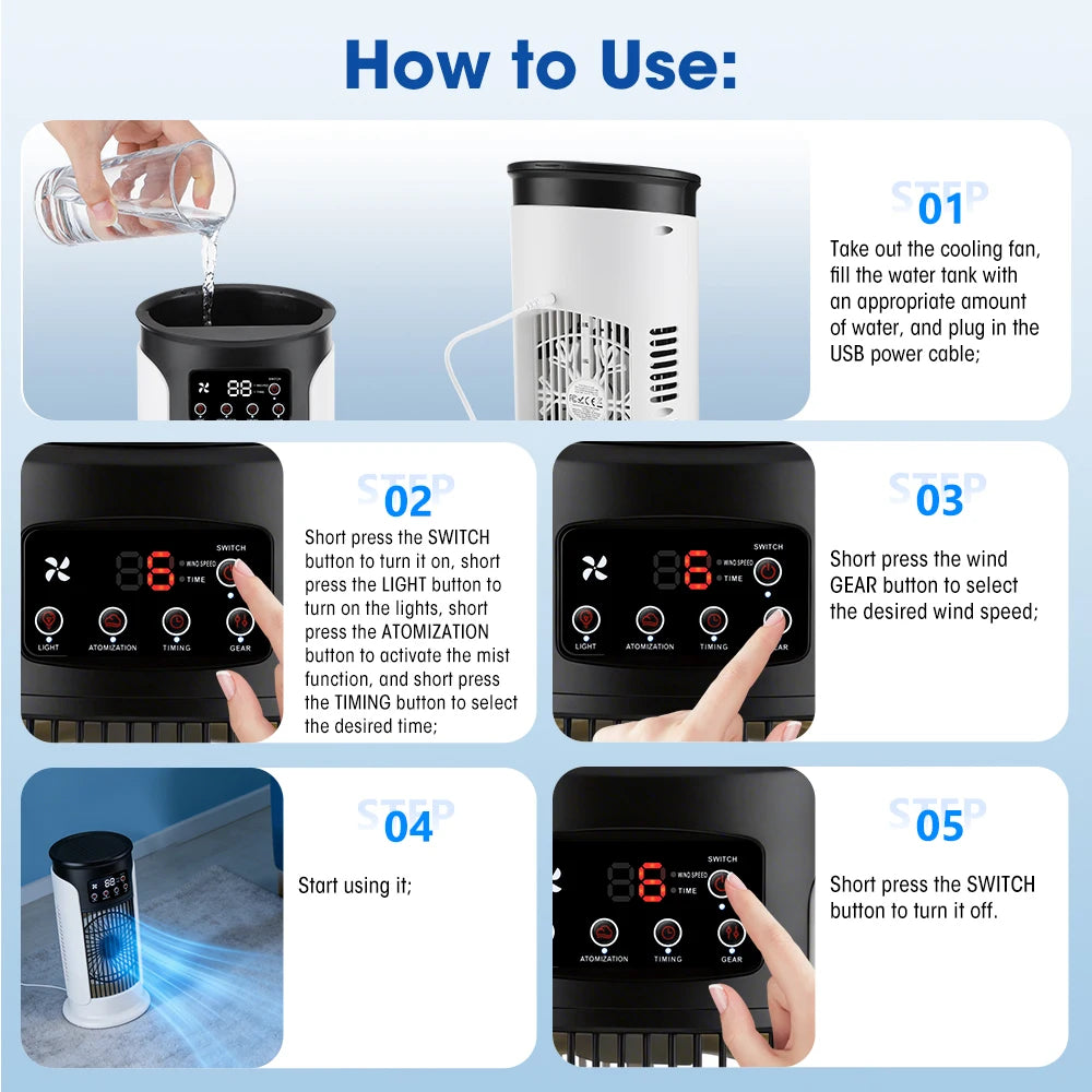 Portable USB Mini Air Conditioner & Desktop Misting Fan - 8