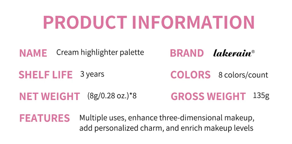 Blush Eyebrow Cream Highlighter Palette Matte Shimmer Makeup Cosmetics