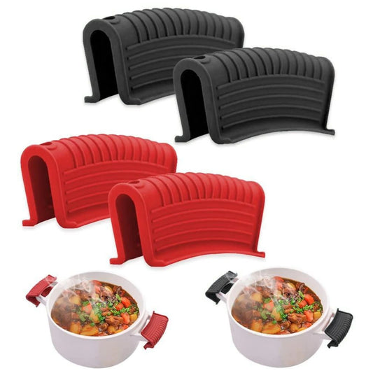 2 Pcs Silicone Hot Handle Holder Heat Resistant Skillet Pot Grips