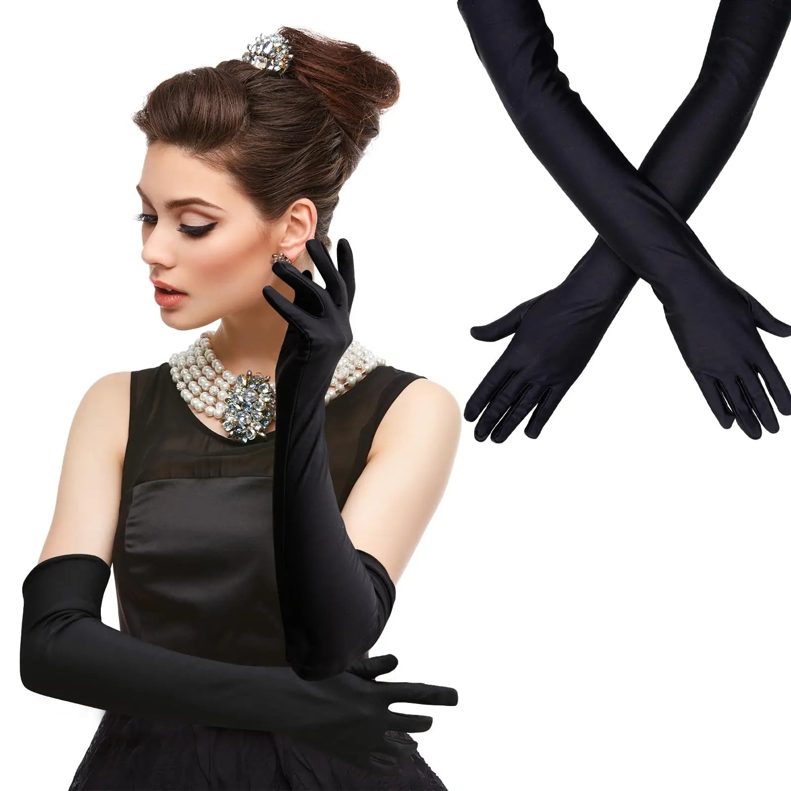 Women Long Elbow Length Spandex Gloves Elegant Wedding Party Sun Protection