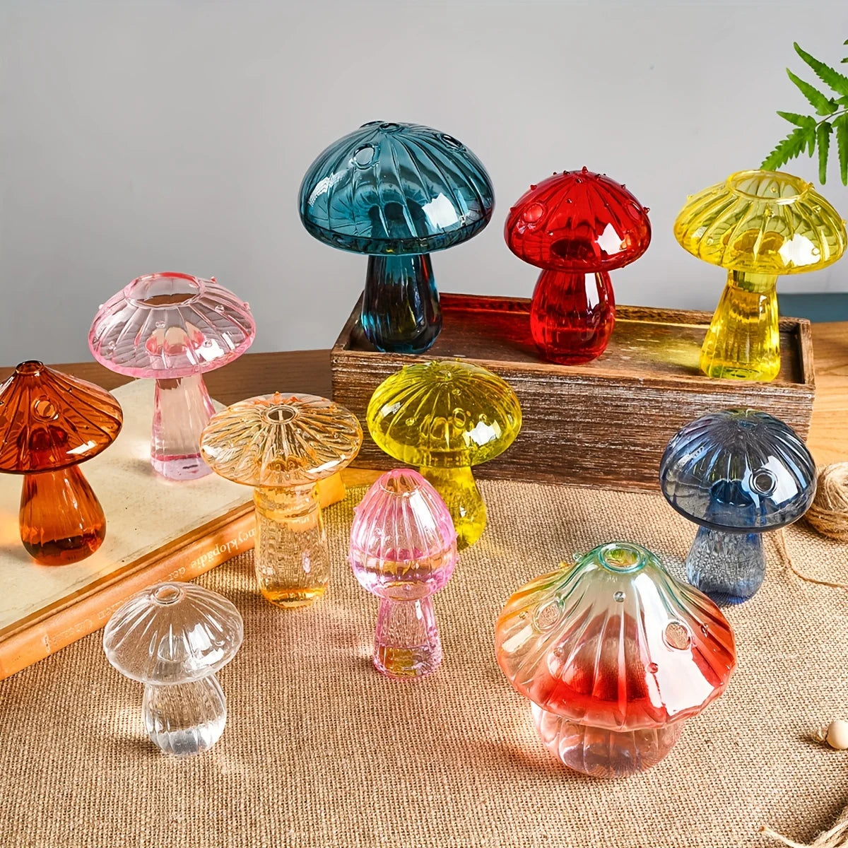 Creative Mushroom Glass Vase Hydroponic Plant Pot Desktop Decor - 1