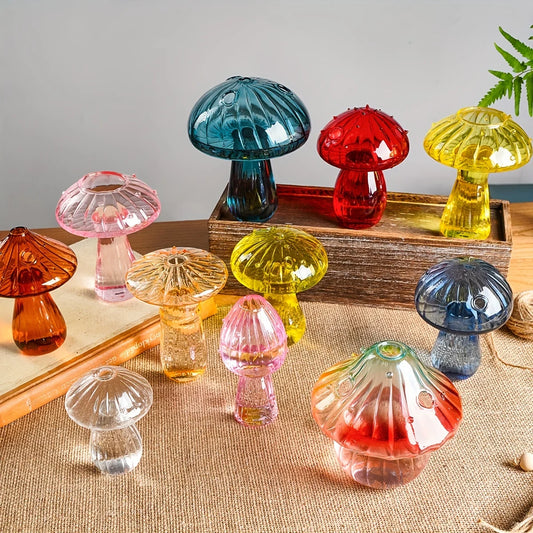 Creative Mushroom Glass Vase Hydroponic Plant Pot Desktop Decor