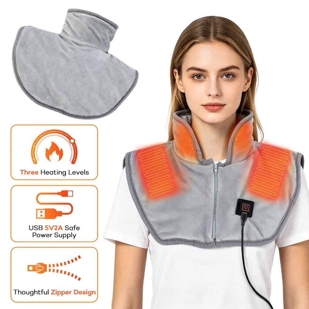 Electric Heated Shoulder and Neck Pad USB Hot Compress Shawl Wrap