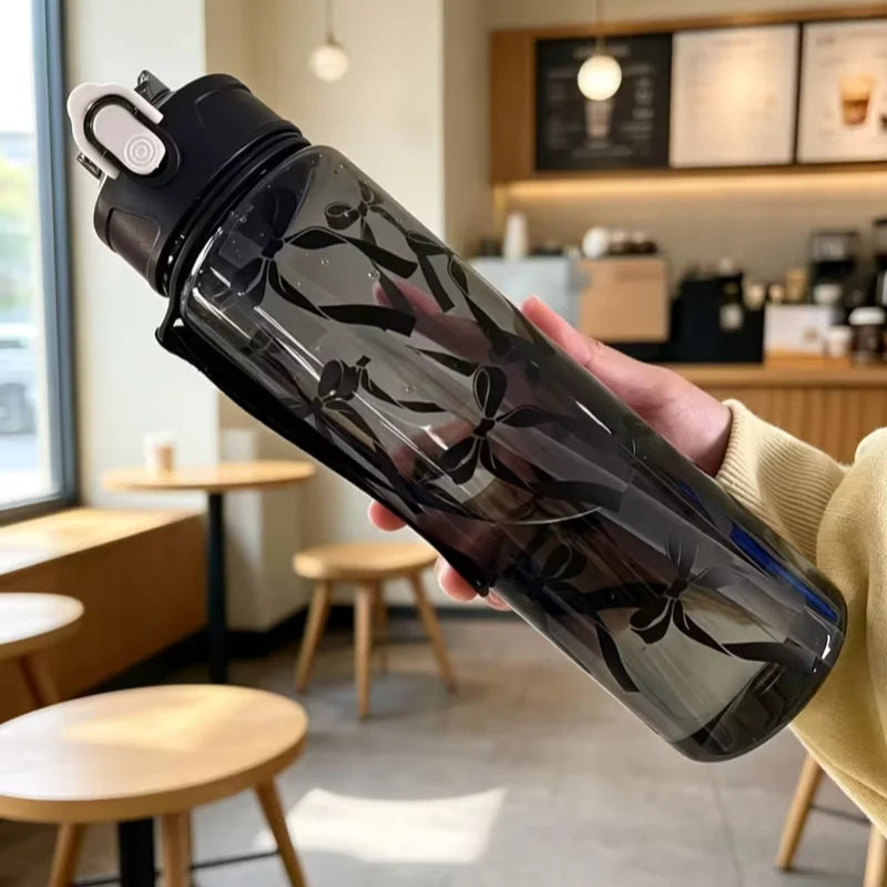 750ml Floral Straw Water Bottle Aesthetic Sport Cup with Carry Handle - 11