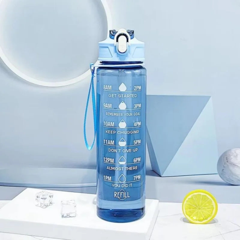 900ml Motivational Water Bottle with Straw Leak Proof Sports Mug