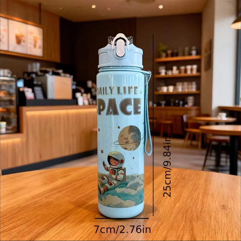 750ML Astronaut Water Bottle Sport Straw Cup with Bouncy Lid - 14