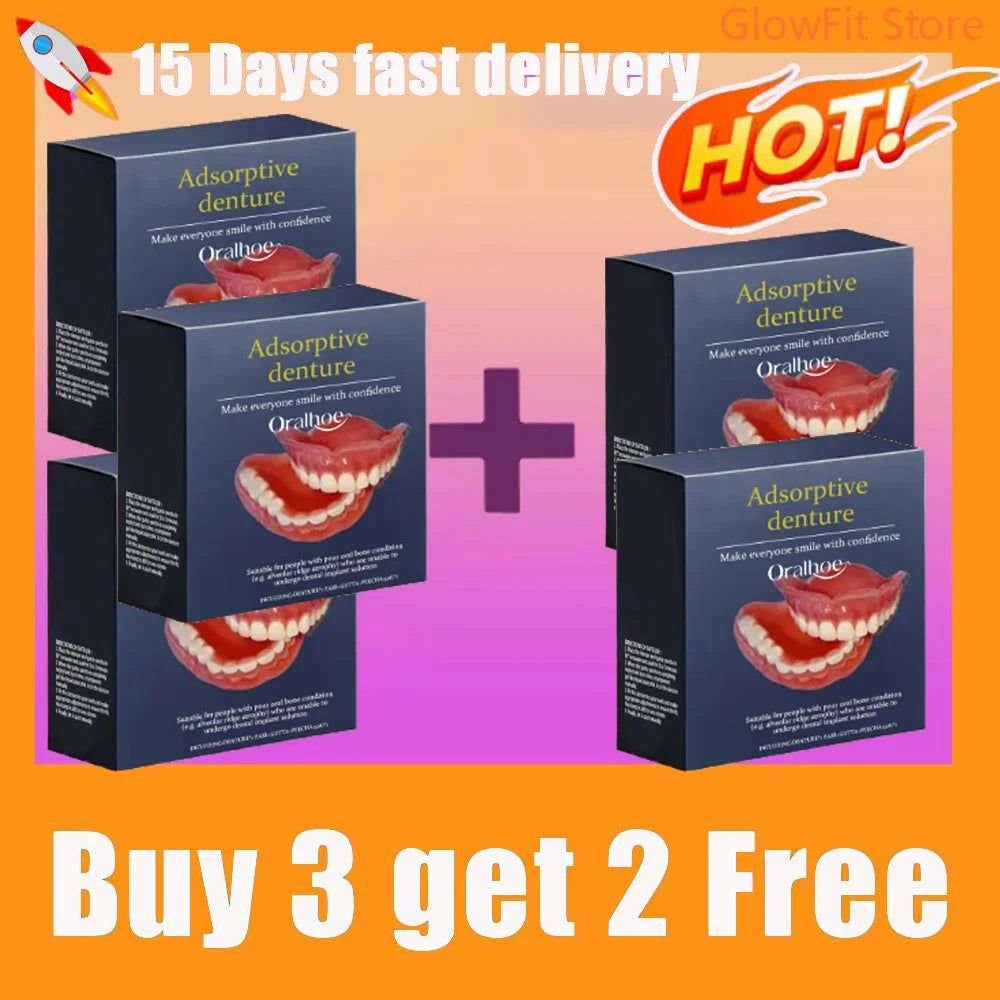 Adult Silicone Dentures Full Set Fake Teeth Natural Smile - 8