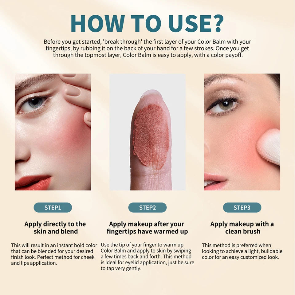 SPF 50 Blush Balm Stick Hydrating Sunscreen Makeup