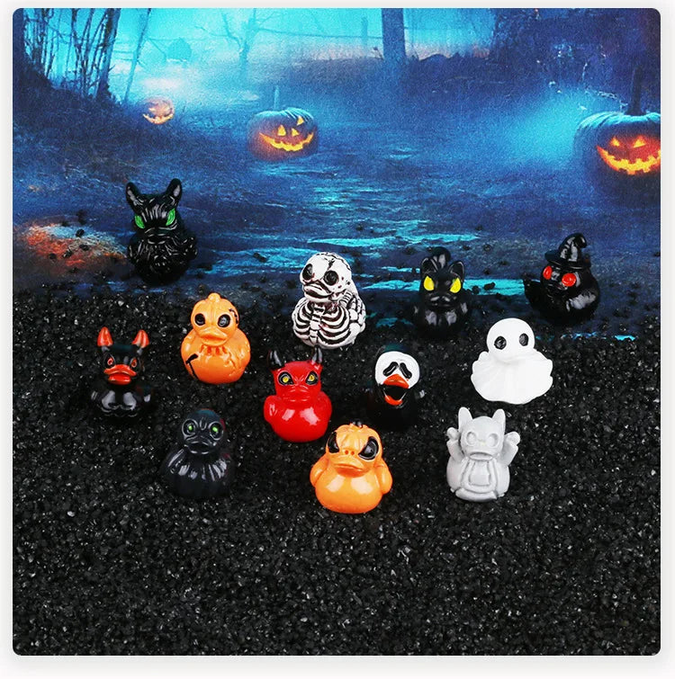 48Pcs Halloween Duck Figurines Mini Ghost Resin Ornaments for Fairy Garden