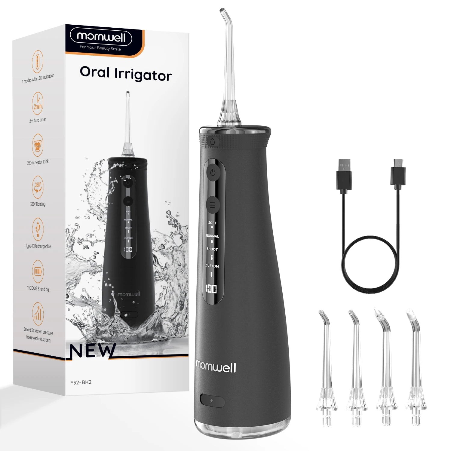 Mornwell F32 Water Flosser Oral Irrigator Teeth Cleaner - 15